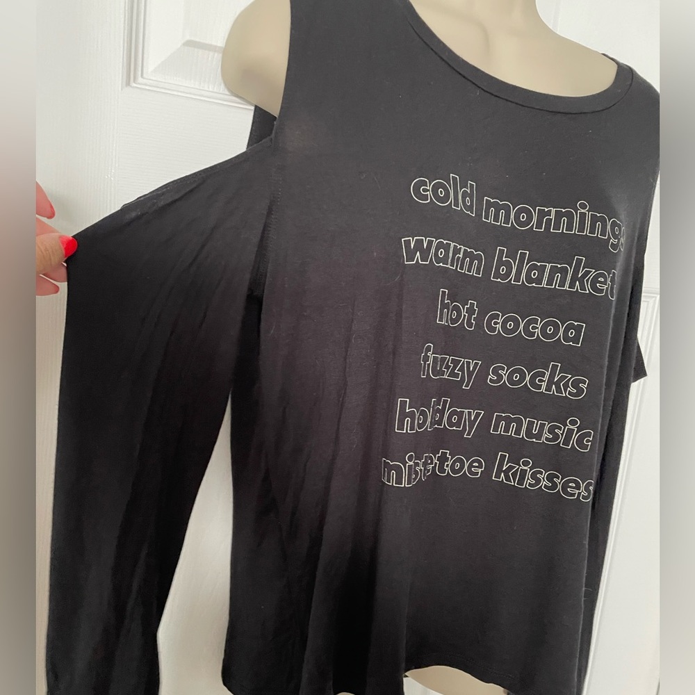 Holiday Cold Shoulder Open Back Top - Picture 2 of 5